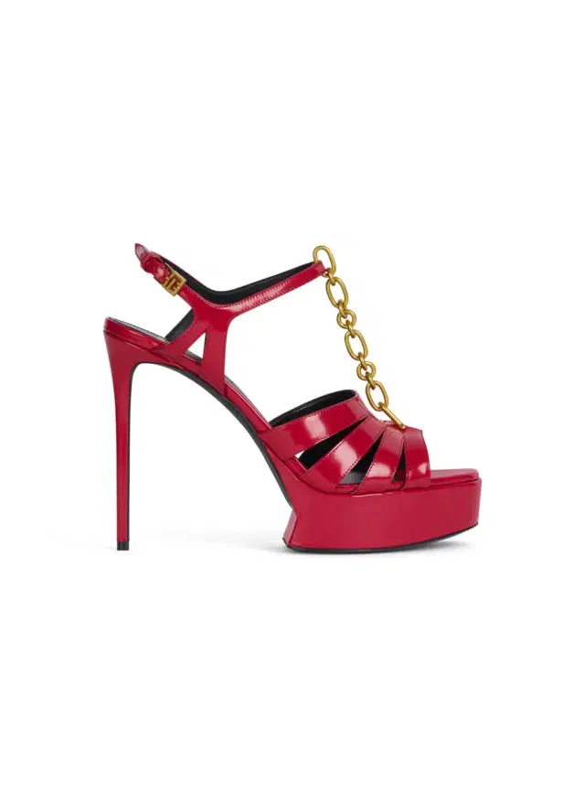 Balmain Sync platform sandals in patent lambskin