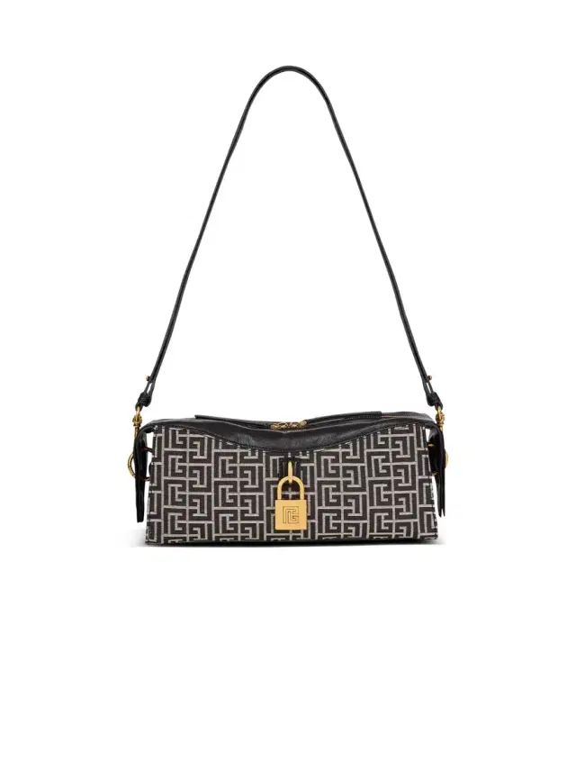 Balmain Pulse shoulder bag in monogram jacquard and calfskin