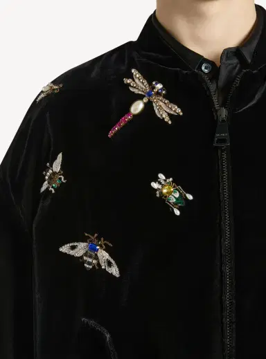 Balmain Embroidered velvet Insect bomber jacket | Thumbnail 5