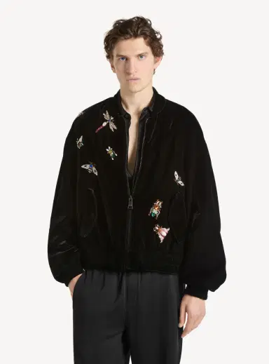 Balmain Embroidered velvet Insect bomber jacket | Thumbnail 6