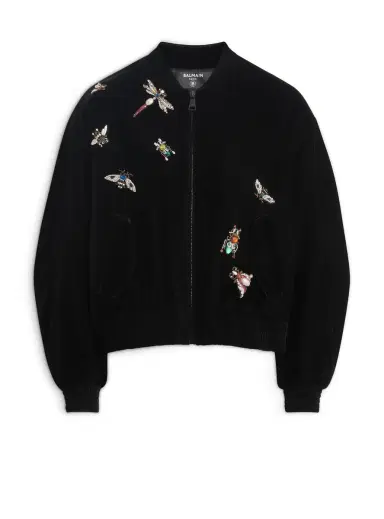 Balmain Embroidered velvet Insect bomber jacket | Thumbnail 1