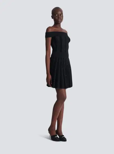 Balmain Pleated glitter knit skirt | Thumbnail 3