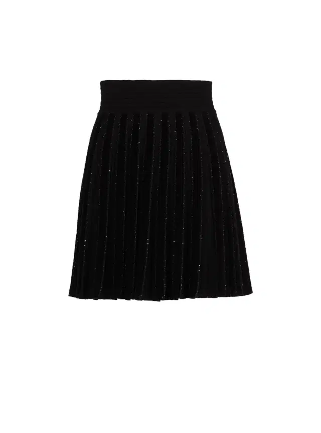 Balmain Pleated glitter knit skirt