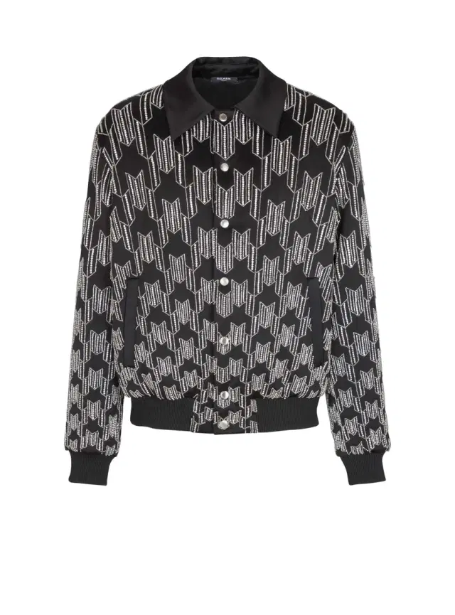 Balmain Satin bomber jacket with crystal embroidery