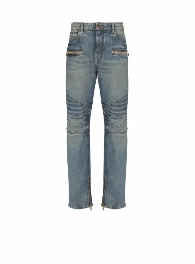 Biker jeans in vintage denim