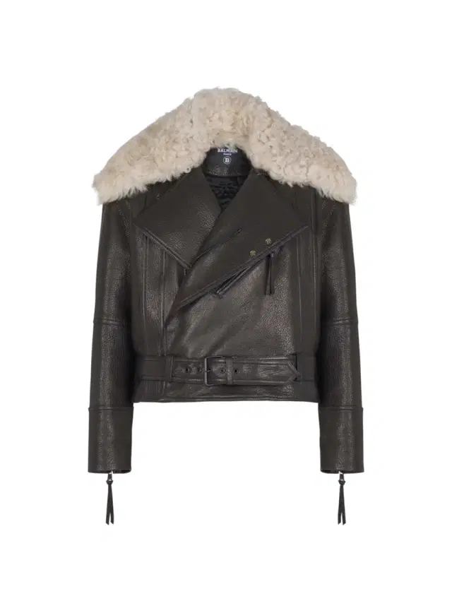 Balmain Leather jacket with shearling collar