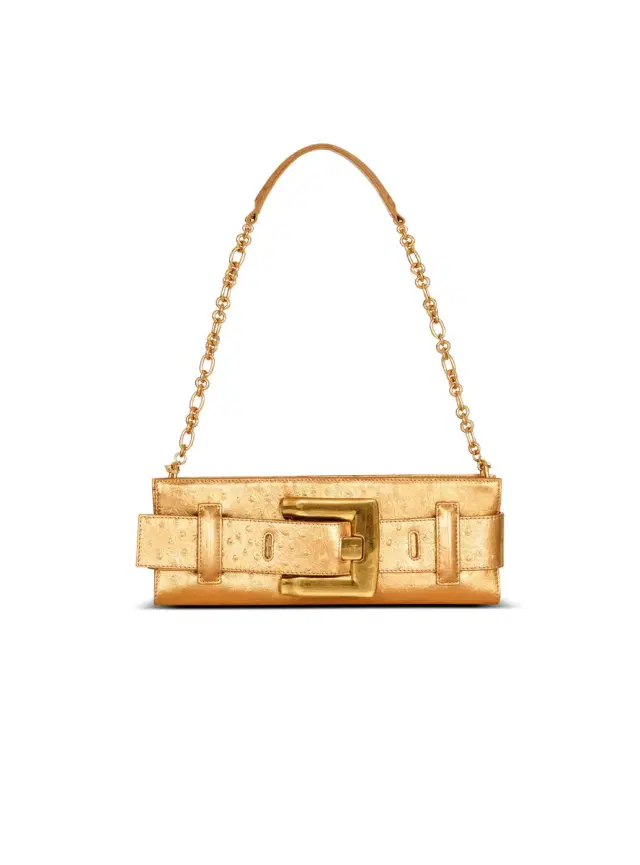 Balmain Anthem laminated leather clutch