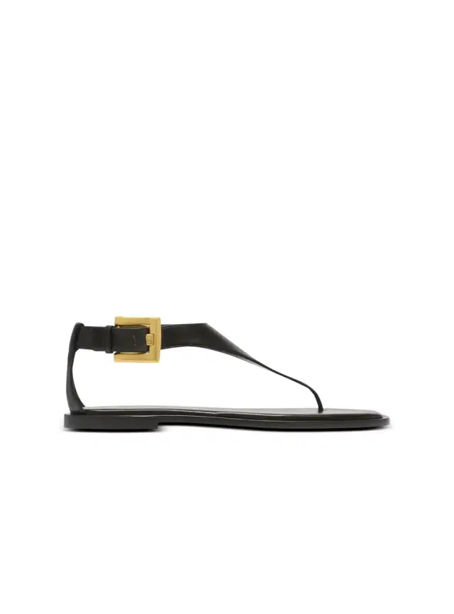 Balmain Anthem flat toe-post sandals in lambskin leather