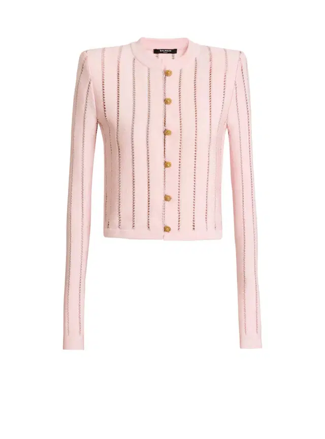 Cropped Fléchage knit cardigan