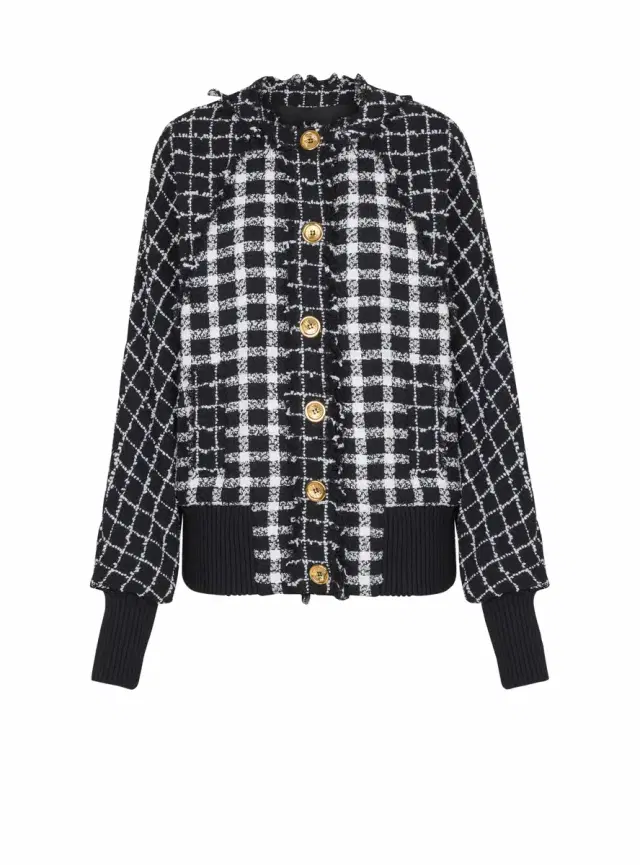 Balmain Oversized bomber jacket in mixed tweed