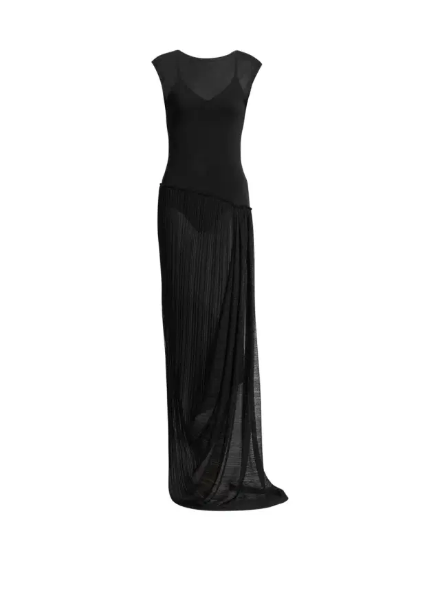 Balmain Long draped viscose dress