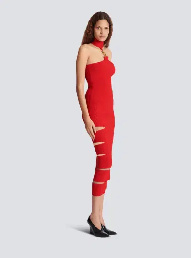 Balmain Long knit skirt with cut-outs | Thumbnail 3