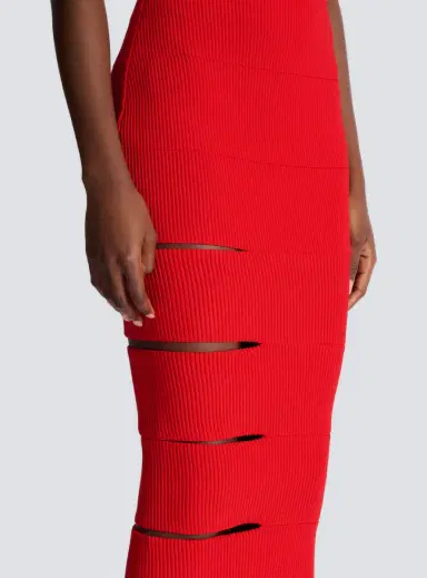 Balmain Long knit skirt with cut-outs | Thumbnail 5