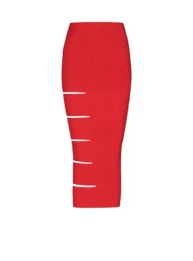Balmain Long knit skirt with cut-outs | Thumbnail 1