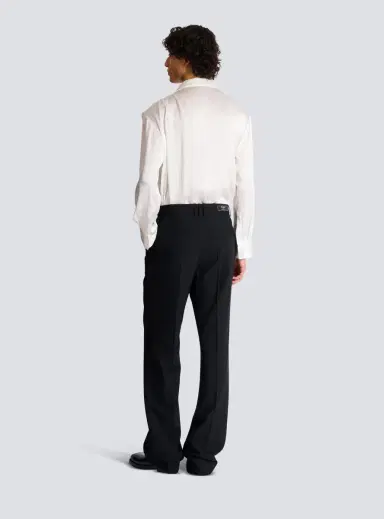 Balmain Pleated wool trousers with Sand Effect embroidery | Thumbnail 4