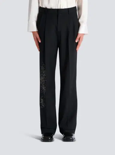 Balmain Pleated wool trousers with Sand Effect embroidery | Thumbnail 7
