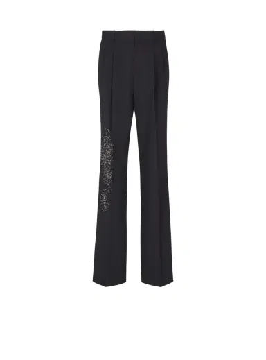 Balmain Pleated wool trousers with Sand Effect embroidery | Thumbnail 1