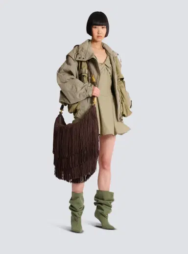 Balmain Ébène Hobo Large fringed suede bag | Thumbnail 2