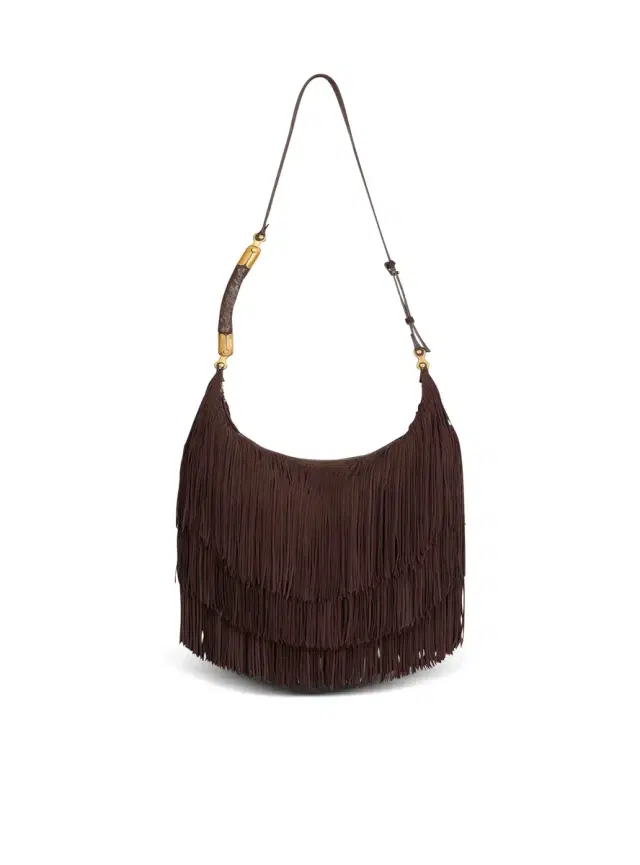 Balmain Ébène Hobo Large fringed suede bag