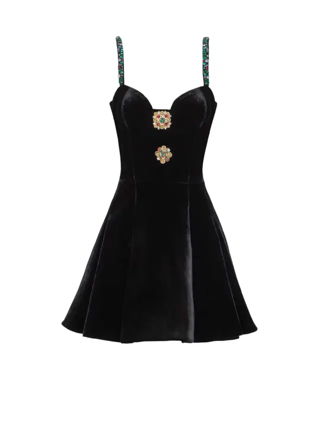 Balmain Embellished strappy velvet dress