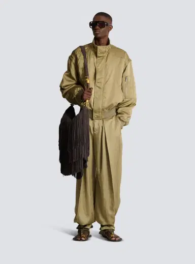 Balmain Satin-finish trousers with wide knife pleats | Thumbnail 2