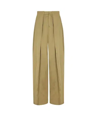 Balmain Satin-finish trousers with wide knife pleats | Thumbnail 1