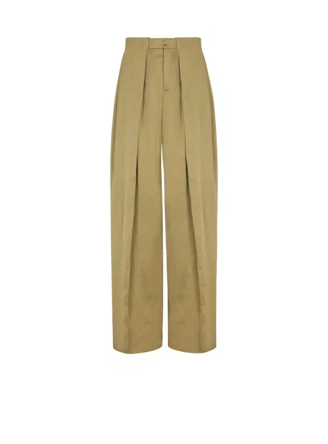 Balmain Satin-finish trousers with wide knife pleats