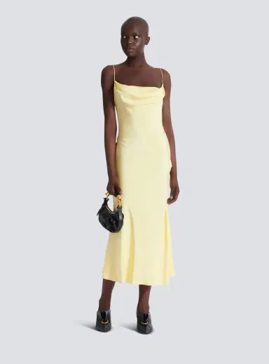 Balmain Long strappy dress in silk satin | Thumbnail 2