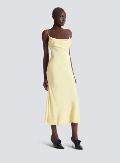 Balmain Long strappy dress in silk satin | Thumbnail 3