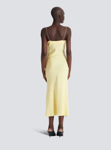Balmain Long strappy dress in silk satin | Thumbnail 4