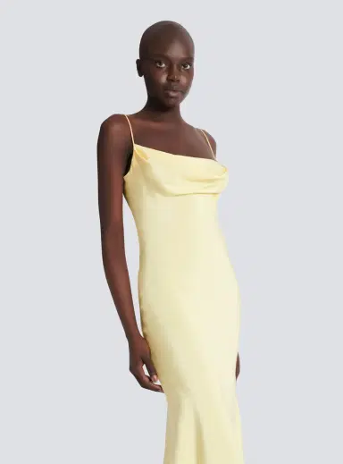 Balmain Long strappy dress in silk satin | Thumbnail 5