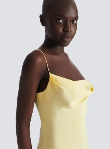 Balmain Long strappy dress in silk satin | Thumbnail 6