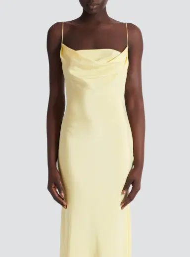 Balmain Long strappy dress in silk satin | Thumbnail 7