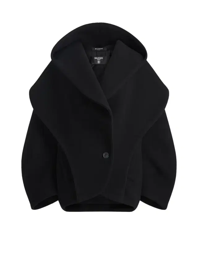 Balmain Oversized wool pea coat with hood