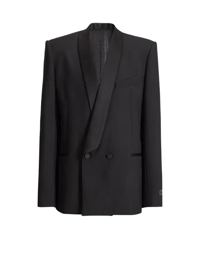 Balmain 2-button jacket in wool and satin
