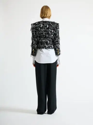 Balmain Cropped jacket in fringed tweed | Thumbnail 3