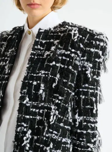 Balmain Cropped jacket in fringed tweed | Thumbnail 4