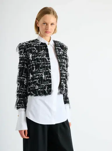 Balmain Cropped jacket in fringed tweed | Thumbnail 6