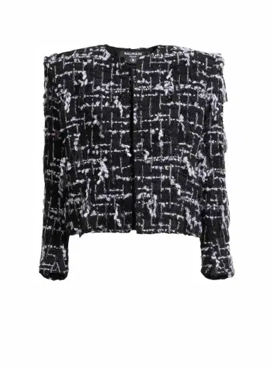 Balmain Cropped jacket in fringed tweed | Thumbnail 1