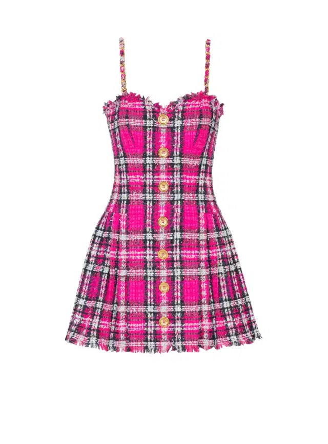 Balmain Plaid dress with chain straps