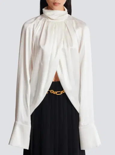Balmain Draped silk blouse | Thumbnail 7