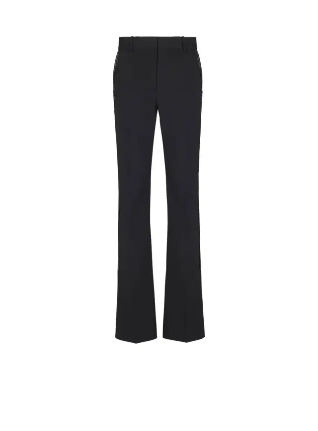 Balmain Straight-leg wool trousers with crystal embroidery