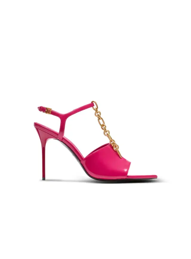 Balmain Sync sandals in shiny lambskin