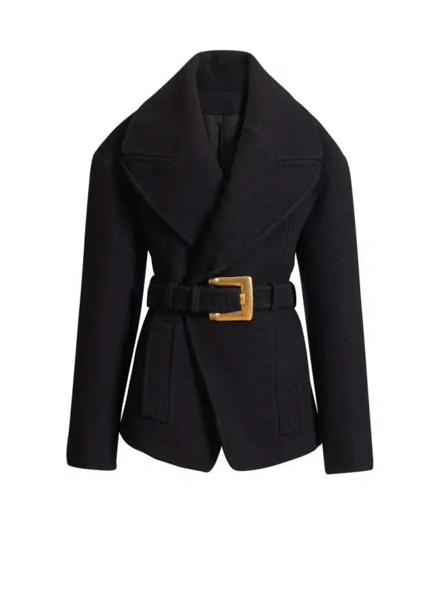 Balmain Belted wool pea coat