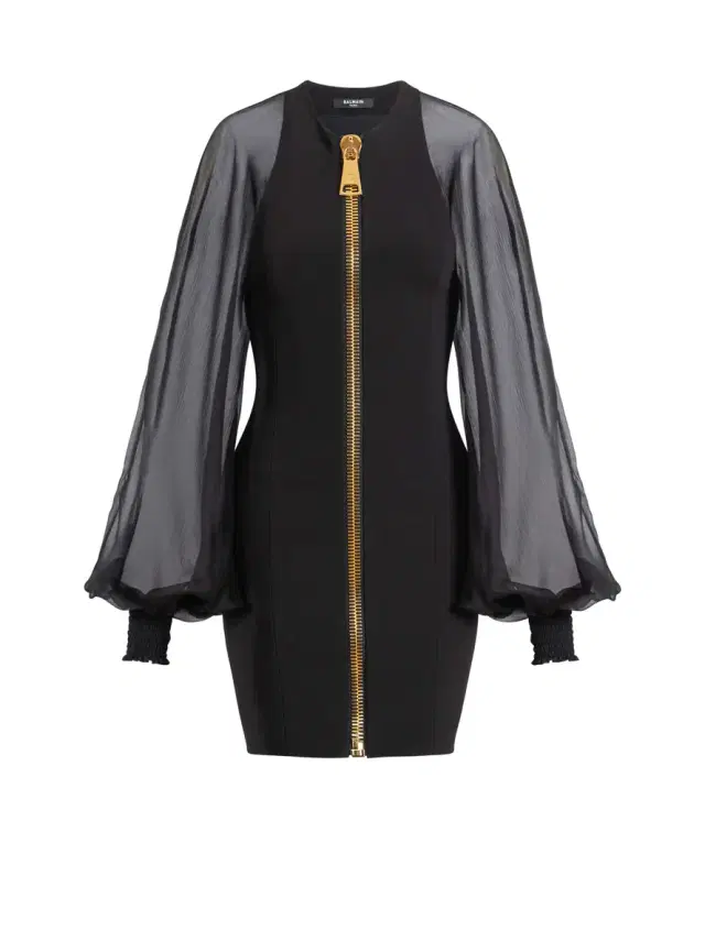 Balmain Short jersey and muslin dress