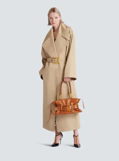 Balmain Long cotton gabardine trench coat | Thumbnail 2