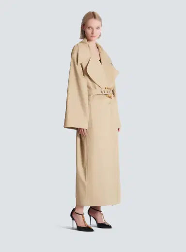 Balmain Long cotton gabardine trench coat | Thumbnail 3
