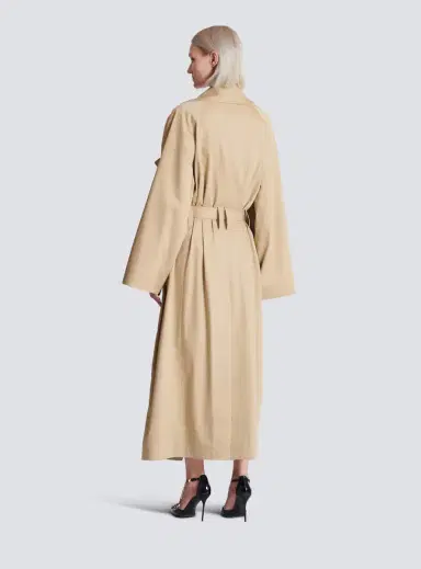 Balmain Long cotton gabardine trench coat | Thumbnail 4