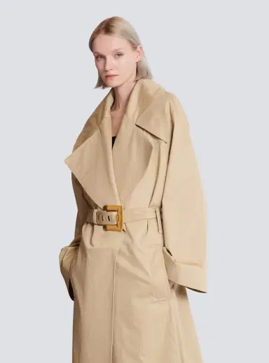 Balmain Long cotton gabardine trench coat | Thumbnail 6