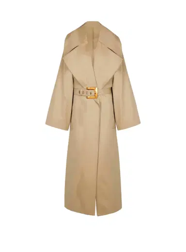 Balmain Long cotton gabardine trench coat | Thumbnail 1